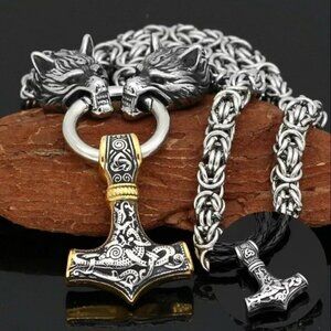 Amazing Men's 316l Stainless Steel Viking Thor's Hammer Mjolnir Pendant